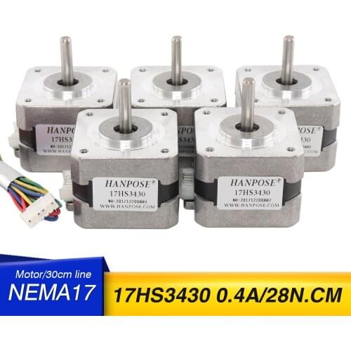 5pcs 17HS3430 Nema17 Stepper Motor 42 motor 4-lead 42BYGH 0.4A 28N.CM Nema 17 motor for 3D printer Monitor Equipment