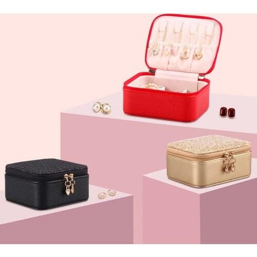 Jewelry Box Ring Display Lady Case Organizer for Necklaces PU Leather Storage Box Travel Portable Storage Box