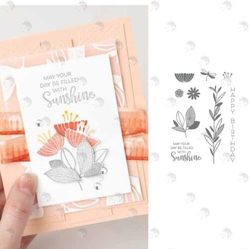 SUNSHINE Flowers Background Metal Cutting Dies Silicone Stamps Scrapbooking New Make Photo Album Card DIY Paper Embossing Craft