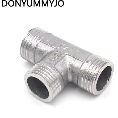 Tee Type 3 Way 304 Stainless Steel Pipe Fitting Connector 1/2" to 1/2" to 1/2" BSP Male Thread for Water Fuel Gas Tube
