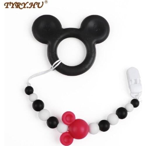TYRY.HU Mickey Baby Silicone Pacifier Chains Safe Silicone beads Teething Chain Baby Teether Eco-friendly Pacifier Clips Holder