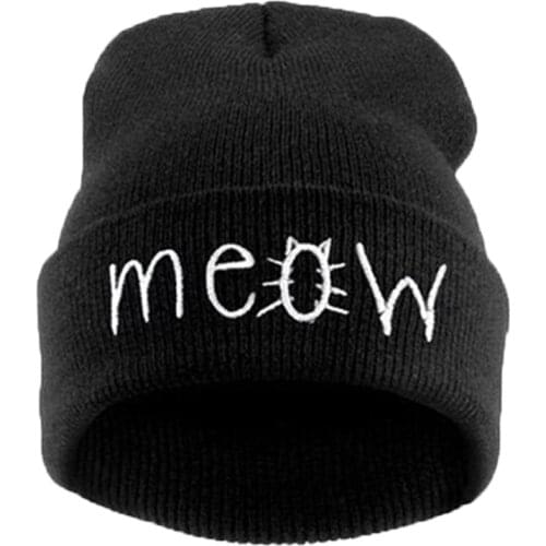VORON 2017 New Brand Winter Fashion MEOW Cap Men Casual Hip-Hop Hats Knitted Wool Skullies Beanie Hat Warm Winter Hat for Women
