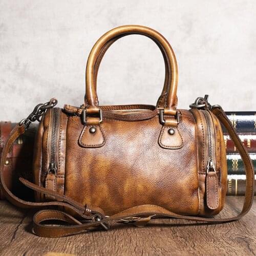 Retro fashion luxury natural real cowhide ladies messenger shoulder summer large-capacity handmade mini brown portable bag