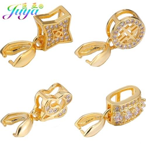 Juya DIY Jewelry Accessories Hand made Fastener Hook Clasps Clamp Pinch Clip Bails For Women Crystal Pearls Agate Jewelry Making