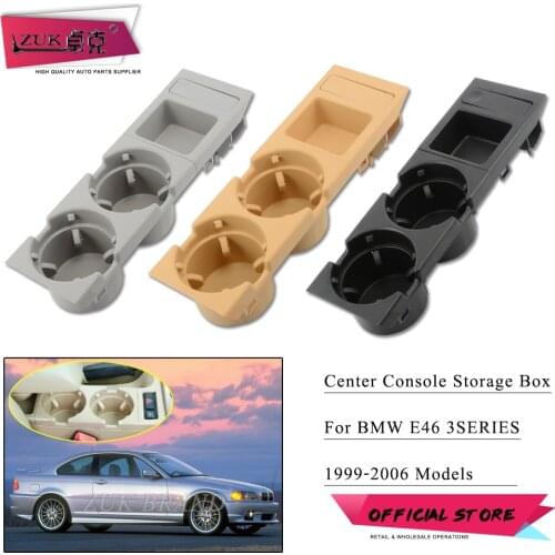 ZUK Car Front Center Oddments Rray With Coinbox + Cup Holder Black Grey Beige For BMW 318 320 323 328 330 E46 1999-2006
