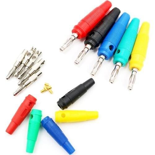 10Pcs/lot Red/Black/Blue/Green/Yellow 4mm Solderless Side Stackable Banana Plug Terminals Free Shipping