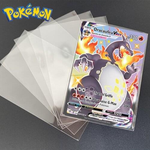 100Pcs Pokemon Card Sleeves Yugioh Cards Protector Playing Game VMAX Display Pokémon Case Transparent Holder Folder Kid Toy Gift