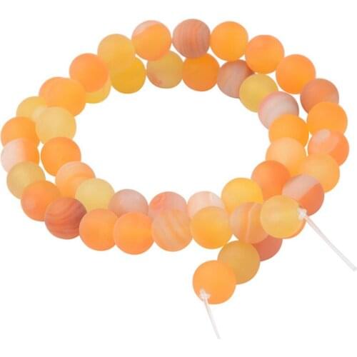 15"Strand Natural Stone Beads Matte Yellow Striped Agates Round Loose Beads For Jewelry Making Necklace Bracelet 4-12mm