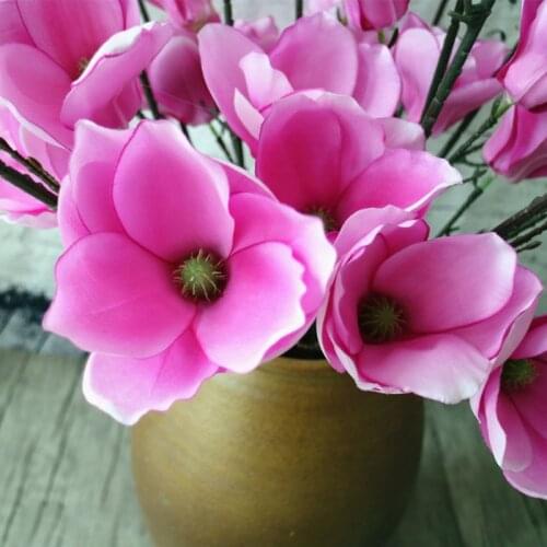 3pcs /lot artificial silk magnolia simulation flower family wedding decoration simulation fake magnolia display flower bouquet