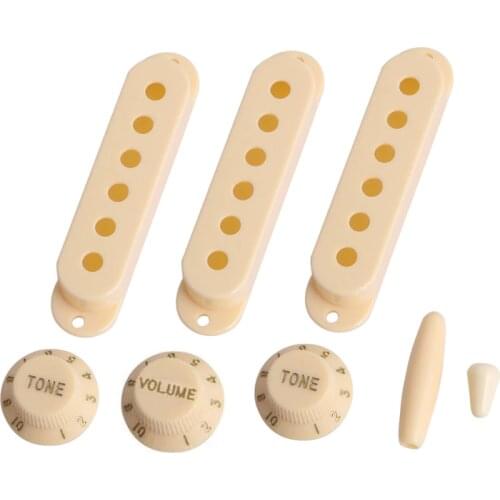 8pcs SSS Pickup Cover Volume Tone Knob Switch Tip Set For Electric Guitar ST Cream