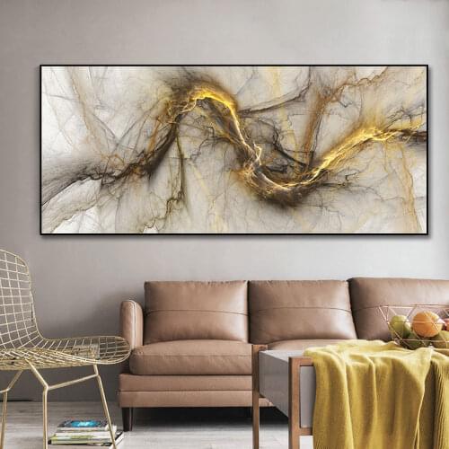 Abstract Paintings Golden And Black Wall Art Canvas Modern Art Posters And Prints Wall Pictures for Living Room Home Decoration
