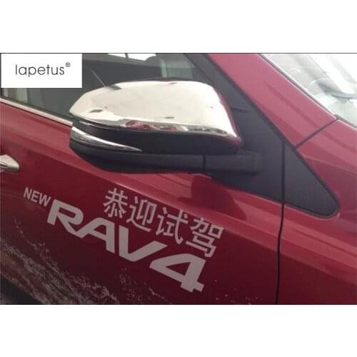 Lapetus Accessories Fit For Toyota Rav4 Rav 4 2014 - 2018 Outside Door Rearview Mirror Strip Protector Molding Cover Kit Trim