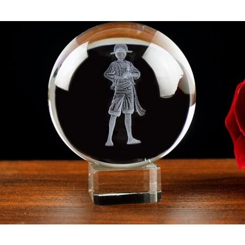 Popular Anime One Piece Monkey D Luffy 3D Crystal Ball Model Global Home Decoration Accessory Toys Statue For Kids
