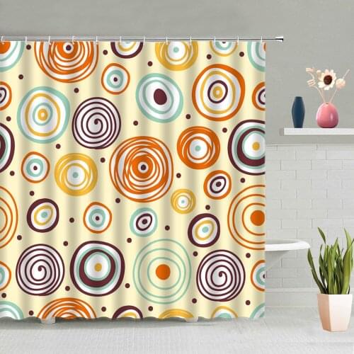 Color Geometric Shower Curtain Simple Abstract Art Pattern Bathroom Bathtub Decoration Screen Waterproof Fabric Hanging Curtains