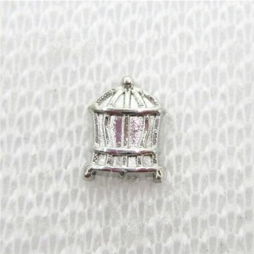 Hot selling 100pcs/lot Silver Cage Floating Charms Living Glass Memory Floating Lockets DIY Jewelry Charms