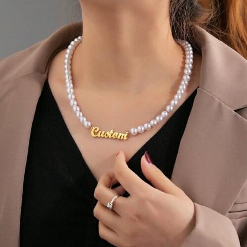 Personalized Pearl Necklace Customized Name Necklace For Women Stainless Steel Pendant Jewelry Bride Gifts Dropshipping Items