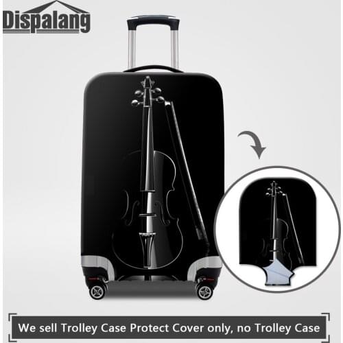 Dispalang Cool Black Violin Elastic Luggage Protector Cover For 18 20 22 26 28 32Inch Case For A Suitcase Waterproof Dust Covers