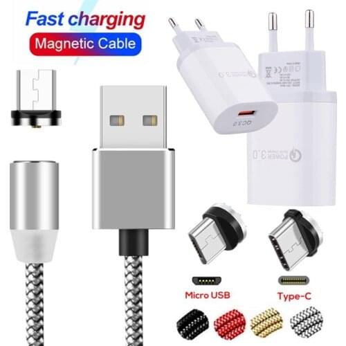 Fast charging Magnetic USB Cable Micro USB C QC 3.0 Charger For Samsung galaxy J3 J5 J7 2016 A3 A5 A7 2017 Grand prime pro G530