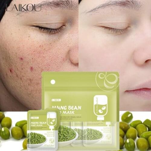 12pcs Face Cleansing Mung Bean Mud Peeling Acne Blackhead Treatment Mask Remover Contractive Pore Whitening Hydrating Skin Care