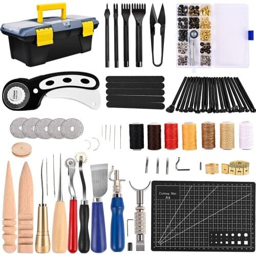 Leather Working Tools Kit DIY Hand Leather Tool Leather Craft Kits For Beginners And Professional Craft Lovers