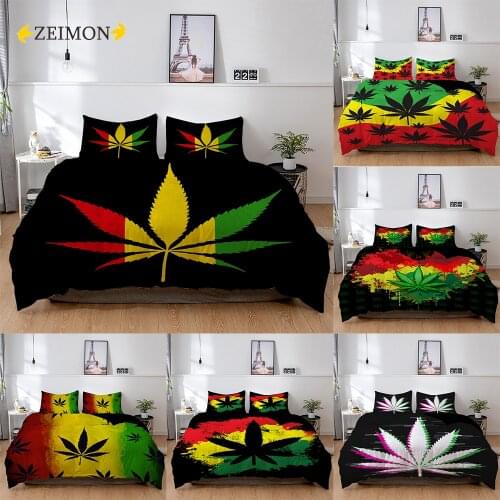 ZEIMON Maple Leaf Bedding Set 2/3 Pcs Colourful Duvet Cover Set Home Textiles 90x190 240x220 Single/Twin/Double/Full/Queen Size
