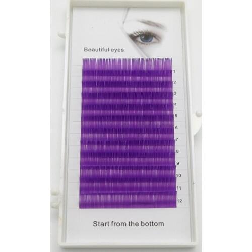 2020 new C / D curls 0.07 0.1mm 8 / 15mm false eyelashes purple eyelashes individual color eyelashes false curl eyelash extensio