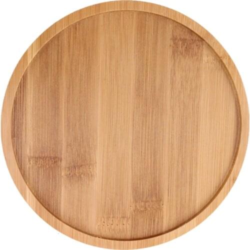 Tabletop Tea Set Bamboo Tray Succulent Ceramic Flower Pot Plant Saucer Grooved Base Round Coasters Creative Drip Water Container