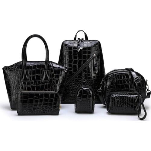 2020 new 6 pieces / set Luxury women composite bags Large-capacity women handbags Crocodile shoulder bags bolsa feminina