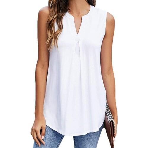 New Stylish Women Chiffon V Neck Sleeveless Vest Solid Color Loose Leisure Crop Top Ladies Bottoming Blouse Pullover Tops