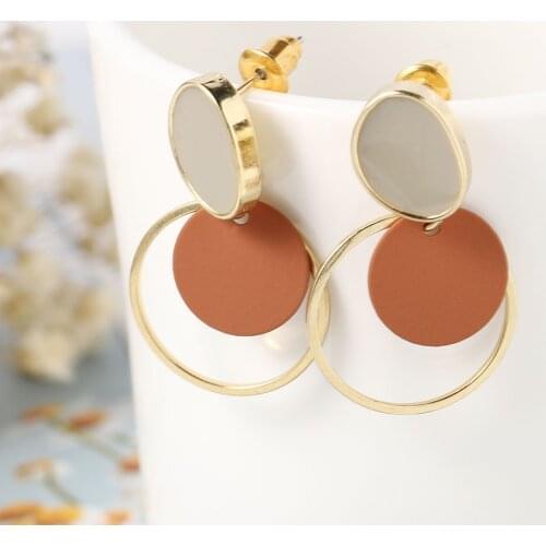 New Fashion Round Dangle Drop Korean Earrings For Women Geometric Round Heart Gold Earring Wedding 2020 kolczyki Jewelry