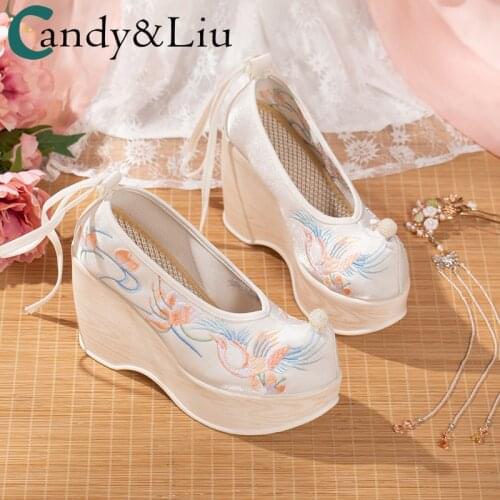 Original ancient shoes womens shoes head spring new model addition high-level elements dress ultra-high heel embroidered shoes