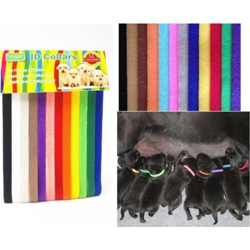 12 colors Whelping Pet ID Collar bands - Puppy & Kitten Identification Collar small pet dog collars candy colors soft material
