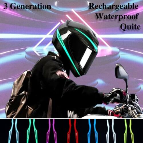 A Pair Helmet Motorcycle Light Riding Signal EL Strip Flashing Durable Bar DIY Kit Helmet Led Strip Rechargeable Cold Light Film