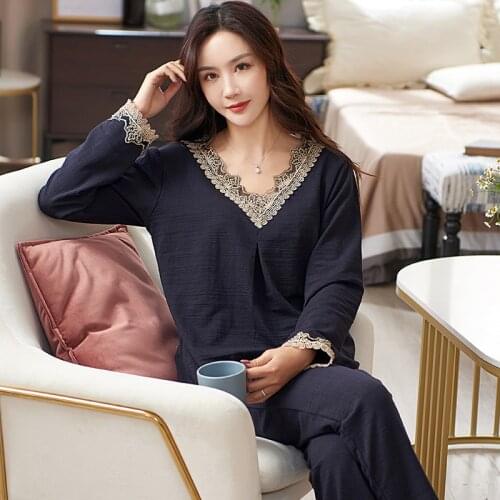 Sexy Lace Trim Women Pajamas Sets 2PCS Large Size Pyjamas Sleep Suit Modal Bride Sleepwear Nightwear Summer V-Neck Home Clothes