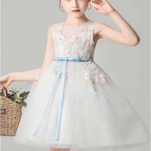 Girls Dress For Kids Elegant Dress Wedding Party Clothing Frock Flower Beading Gown Princess Summer Girls‘ Dress Costumes 2995