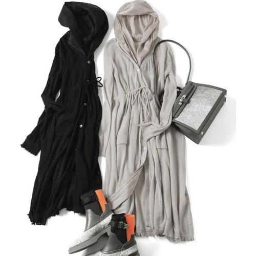 French alpaca wool blended silk hat mid length dress early spring windbreaker dress