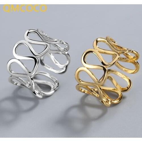 QMCOCO 925 Sterling Silver Round Pattern Bump Matte Rings Retro Distressed Opening Handmade Ring Fashion Fine Jewelry