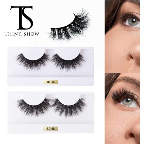 THINKSHOW 3D 100% Real Mink Lashes Luxury Soft Natural Mink Eyelashes Thick High Volume Fluffy False lashes Wholesale Mink Lash