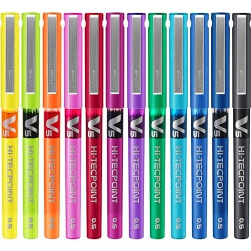 PILOT V5 Full Needle Straight Liquid Ball Pen BX-V5 0.5mm Gel Pen Exam Pen Multicolor Writing Smooth and Smooth Large Capacity