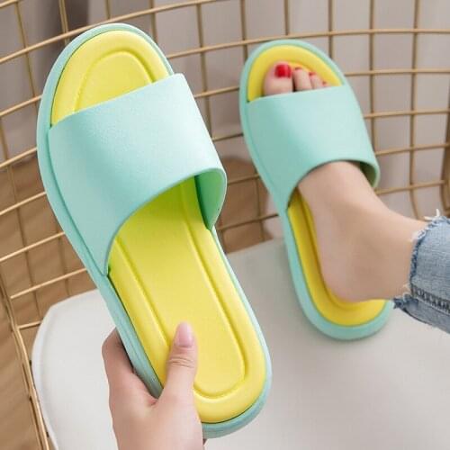 Japanese slippers womens summer bath bathroom household thick bottom anti-skid soft bottom mens slippers are wear-resistant