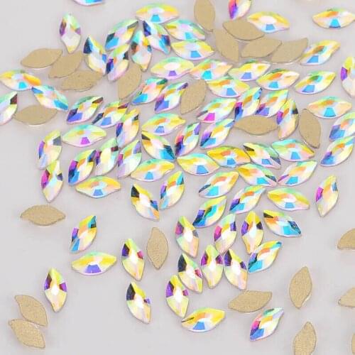 30pcs Mermaid Shape 4*8mm Crystal AB Flat Back Fancy Nail Art Crystal Rhinestones For Wedding Personality Design Beads