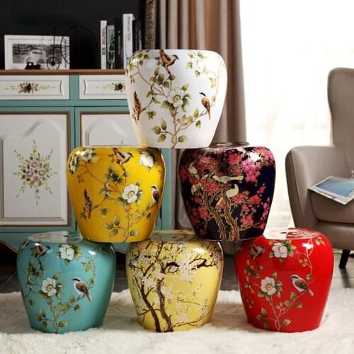 Jingdezhen American Ceramic Drum Stool Chang shoe Stool Dressing Courtyard Pavilion Airing Stool Chinese home decoration stool