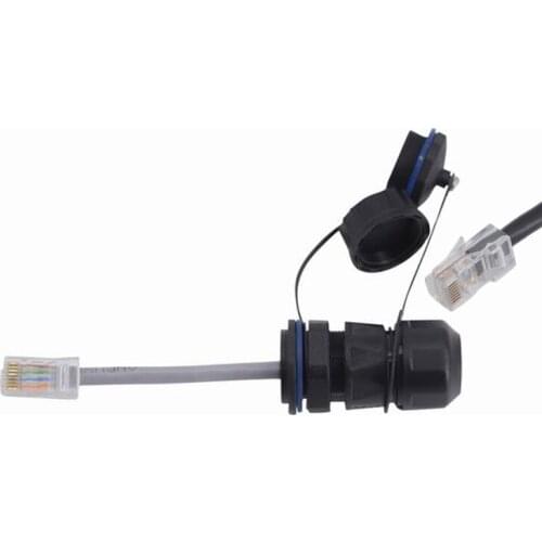 Waterproof RJ45 8P8C Network Connector Outdoor AP Box IP68 CAT5E M20 Panel Mount with Network Cable Dustproof Cap Plug Socket