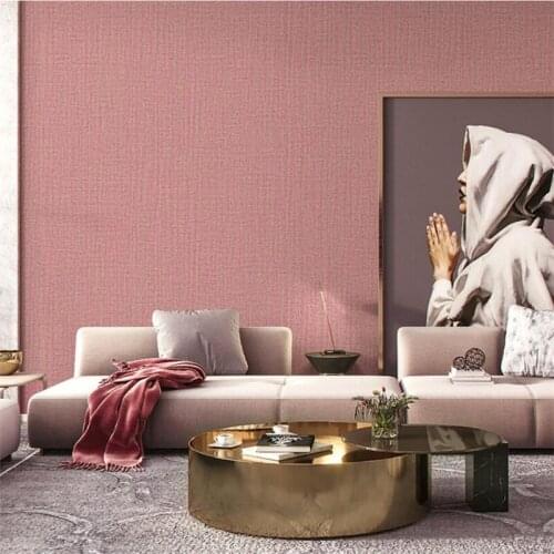 High-end atmosphere Nordic style pure color pink wallpaper cute simple girl living room bedroom hotel wallpaper Princess powder