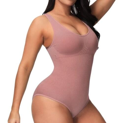 Women Waist Training Tights Slim Full Body Shaper Underwear Seamless Round Neck Jumpsuit Silm Tops T1