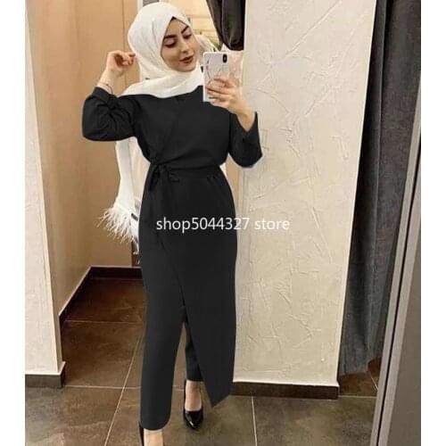 Abayas for Women Dubai Abaya Turkey Muslim Set Jumpsuit Outwear Wrap Dress Robe Longue Femme Kaftan Islamic Clothing Jurk