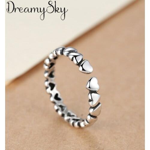 Bohemian Vintage Love Heart Rings For Women Charm Ring Party Wedding Fashion Jewelry Gifts