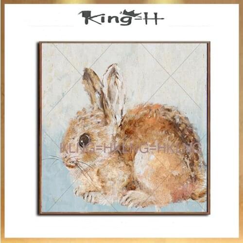 Animal painting on the canvas beautiful rabbit squashy oil painting box lovely animals adornment bedroom hotel lobby