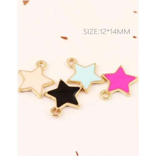 Gold Tone Alloy Oil Drop Stars Pendants DIY Jewelry Floating Charm Enamel Bracelet Necklace Garment Bag Shoes Charm Pendant