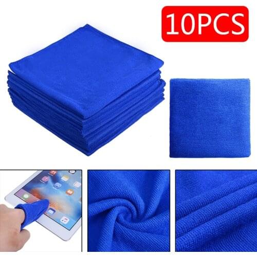 10pcs 40*40cm Blue Large Microfiber Cloths Car Cleaning Detailing Soft Duster Towel Square Car Washing Towel